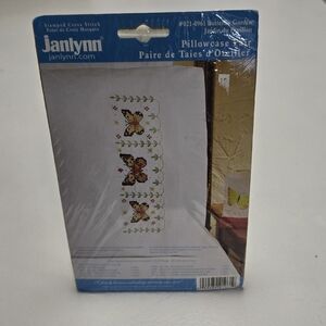 Vintage Butterfly Garden Stamped Cross Stitch Pillowcases (Set of 2)